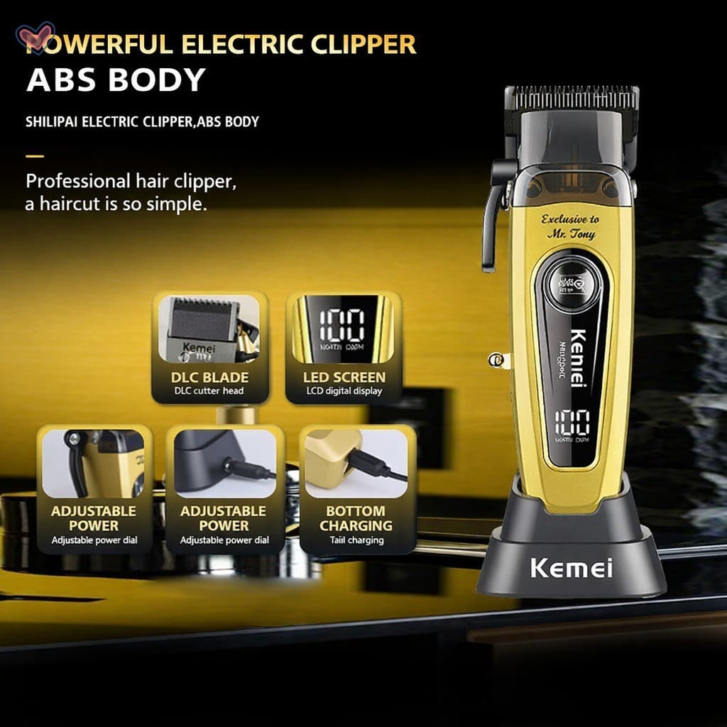 Conjunto De Máquina De Cortar Cabelo Profissional KM90-4-Ferramenta ABS Aparador Elétrico De Salão De Beleza De Alta Pot