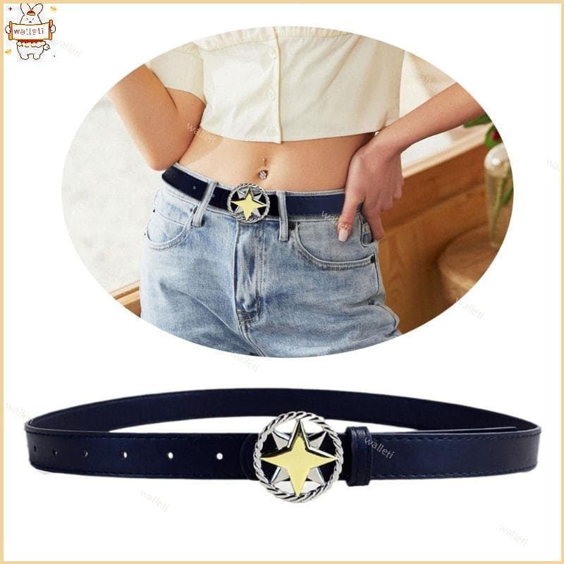 Cinto de corrente gravado com fivela em forma de estrela, cinto de jeans estilo punk, adequado para vestidos de festa, M