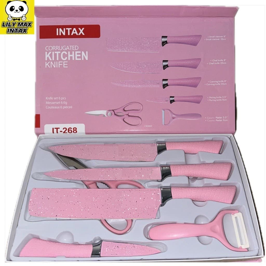 Jogo De Facas Cozinha Aço Inox Antiaderente Faqueiro Gourmet Com Tesoura Descascador 6 Peças