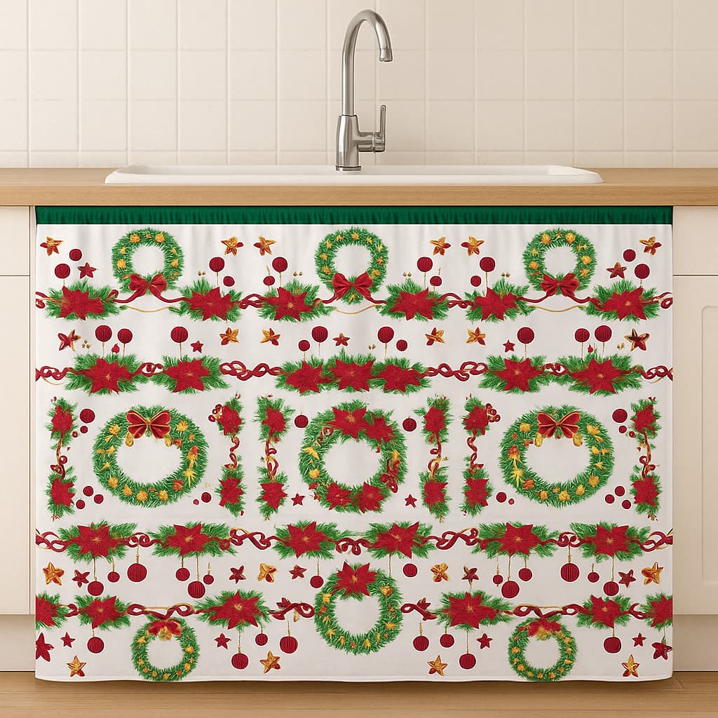 Cortina de Pia Decorativa 1,40m x 0,80cm ou 2,00m x 0,80 – Estampa Exclusiva para Cozinhas