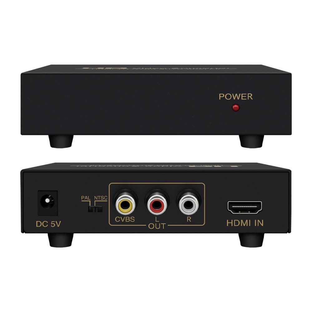 Conversor HDMI para AV 3RCA 1080P | Dissipação de calor em concha de Metal estável + almofada antiderrapante de Silicone
