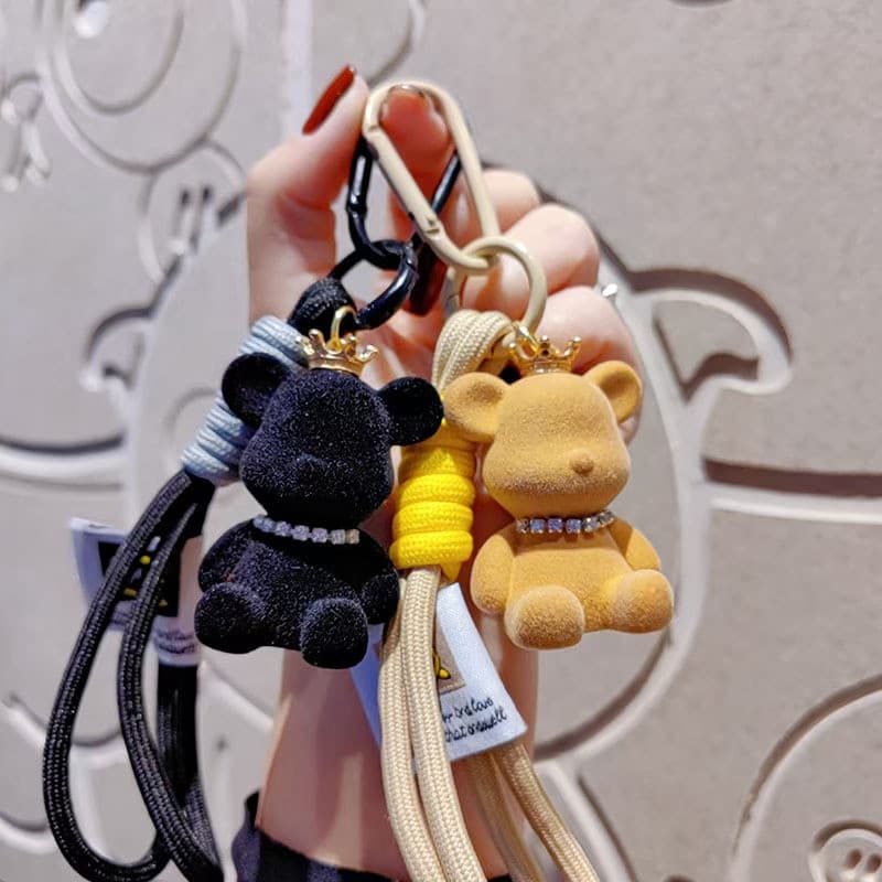 Desenhos animados reunindo coroa urso violento casal chaveiro pingente criativo chave do carro saco feminino pingente do