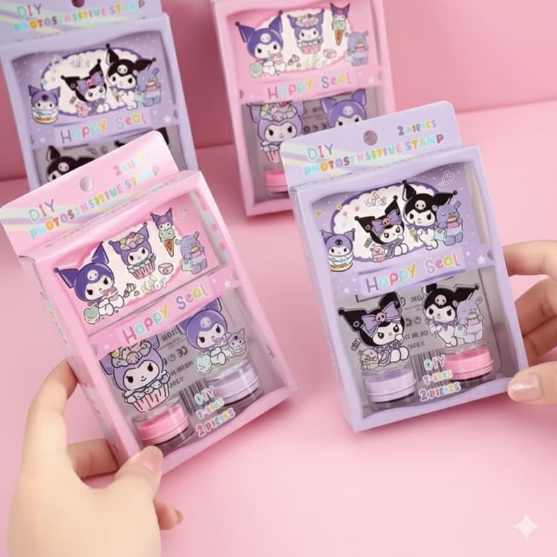 Kit 2 Carimbos Kuromi com Mini Bloco