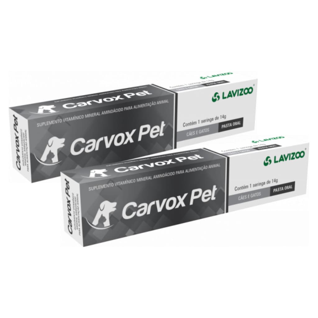 Combo 2 Carvox Pet Lavizoo 14g Carvão Ativado Gel Cães Gatos