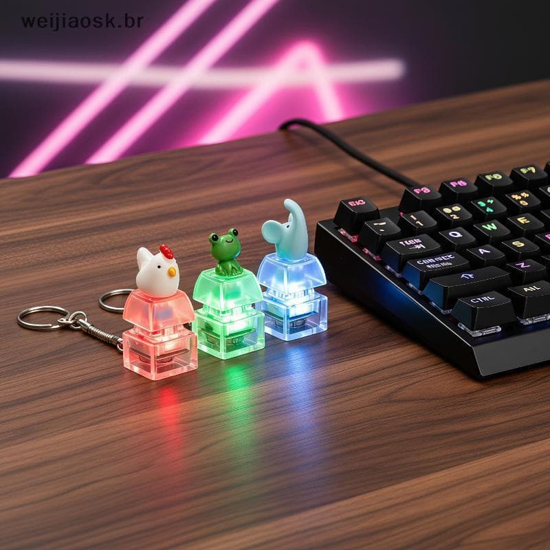 wei Bonito Dos Desenhos Animados Animal Macio PVC LED Chaveiro Imprensa Ativado Acender Pingente Para Bapa Decoração Cri