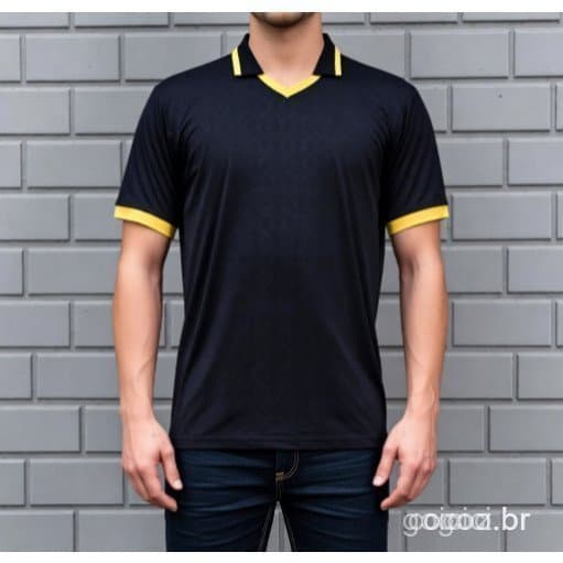 Camiseta masculina casual de manga curta preta e branca NC1Z KQHQ OVQ6