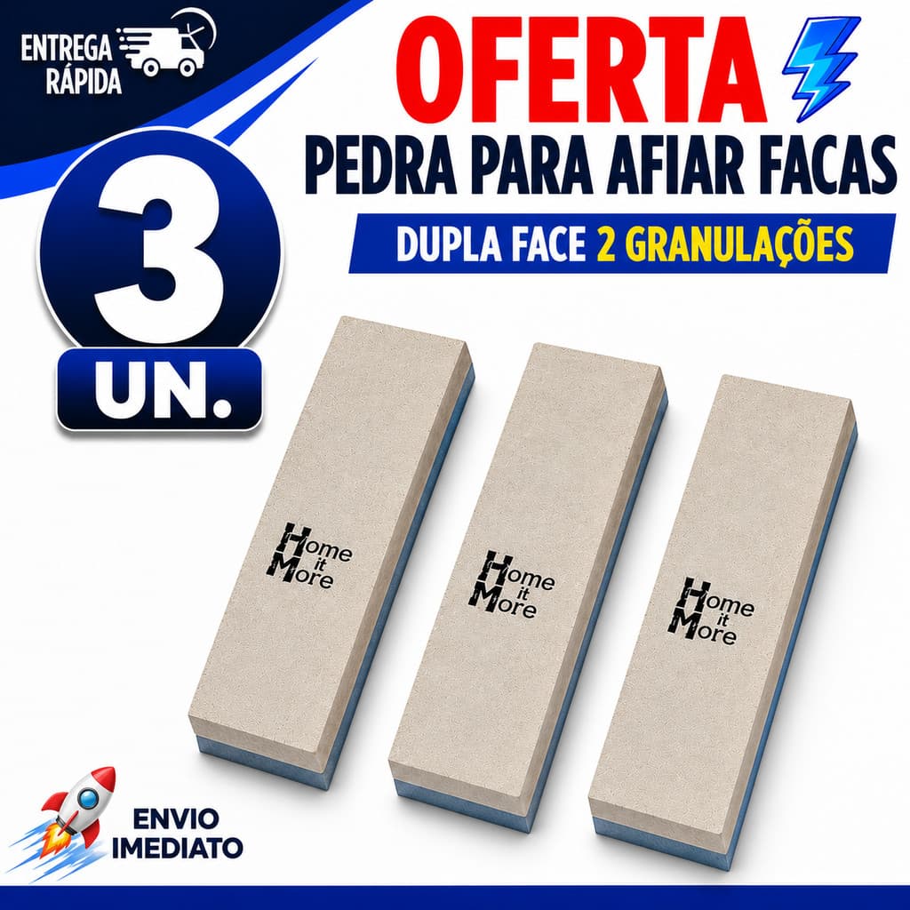 PEDRA AFIADORA DUPLA FACE PARA FACAS TESOURAS CANIVETES E MACHADINHAS