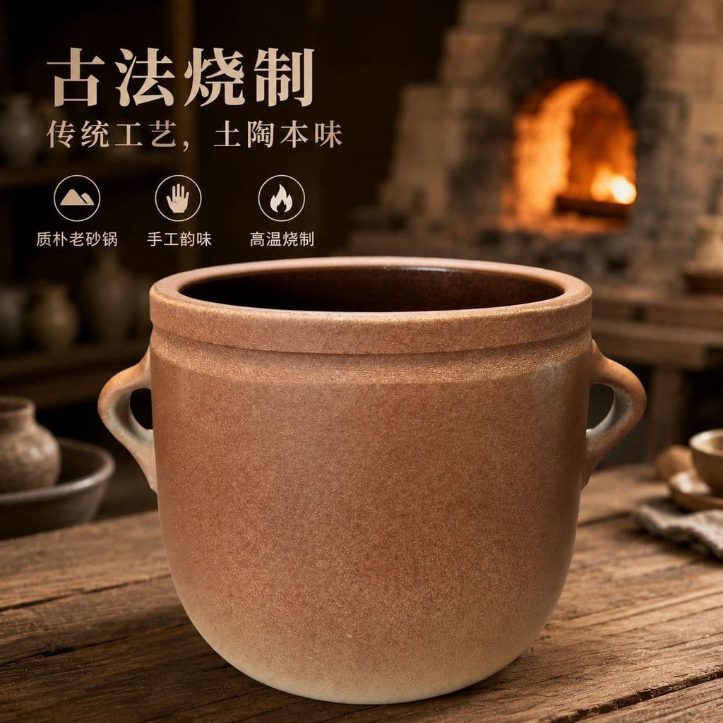 Caçarola de argila tradicional à moda antiga, comercial doméstico, resistente a altas temperaturas, queima a seco, sem r
