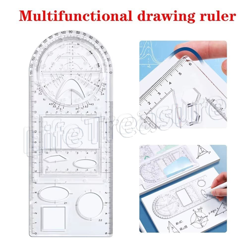 Régua Geométrica Multifuncional-Matemática Com Furos-360 ° De Desenho Geométrico Móvel-Conjunto De Plástico Para Ferrame