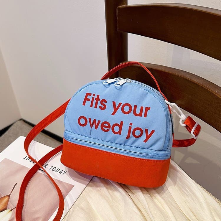 Bolsa de lazer de rua para passeio diário, Mini bolsa de concha com letras em cores contrastantes, lata portátil transve