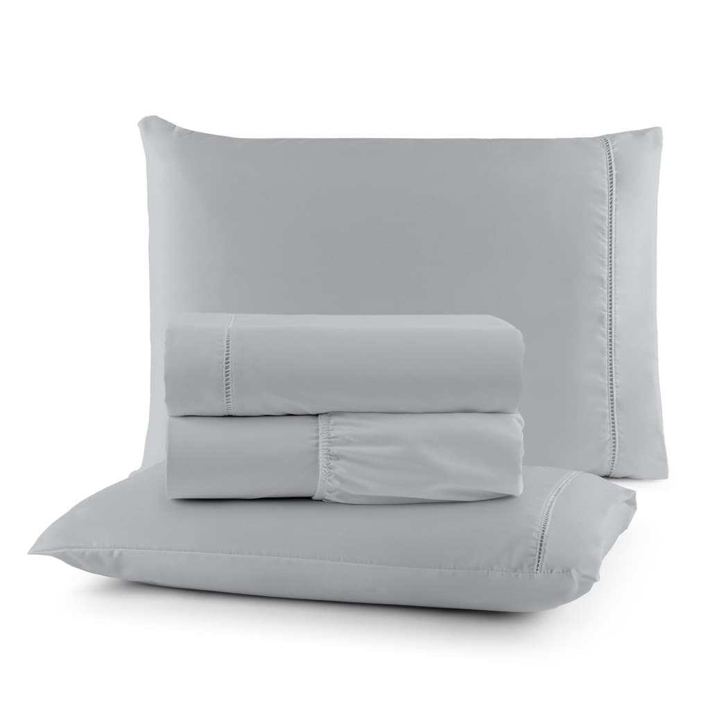 Jogo de Cama 04 Peças Micropercal 400 Fios com Elástico Lençol Superior e Fronhas Solteiro Casal Queen King Macio
