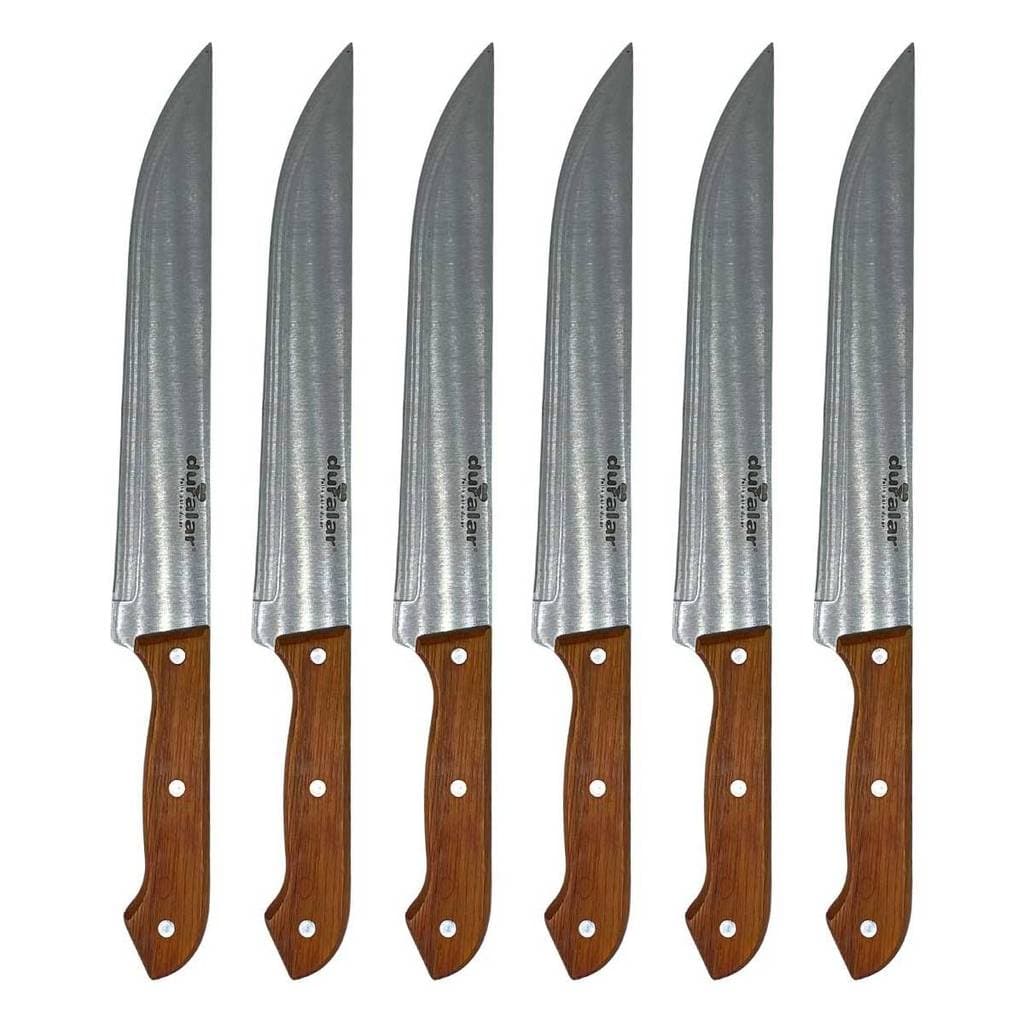 Kit 6 Facas Chefe Aço Inox 9 Pol Cabo Madeira Duralar