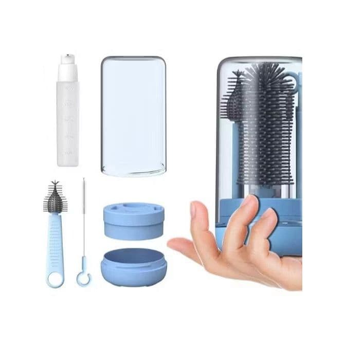 Kit Escova de Limpeza 4 em 1 Para Lavar Copo, Garrafa, Mamadeira e Canudo Escovas de Higiene Portátil para Viagem