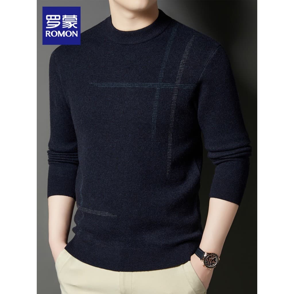 Lomon High-End meia gola alta camisola masculina 2025 outono inverno novo estilo Casual engrossado quente camisola de ma