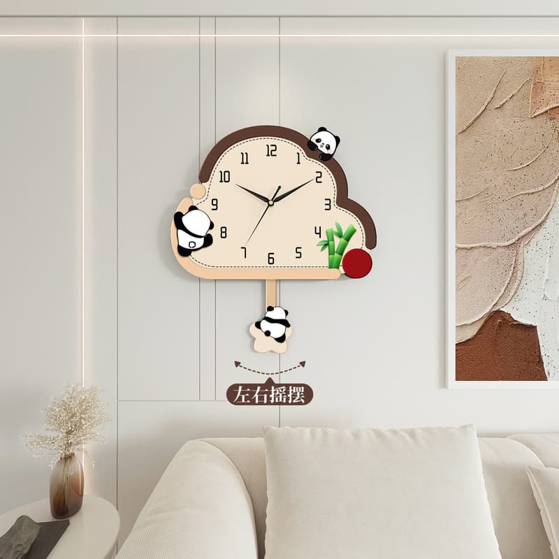 Novo estilo creme estilo balanço relógio de parede sala estar doméstico com calendário relógio quartzo criativo decoraçã