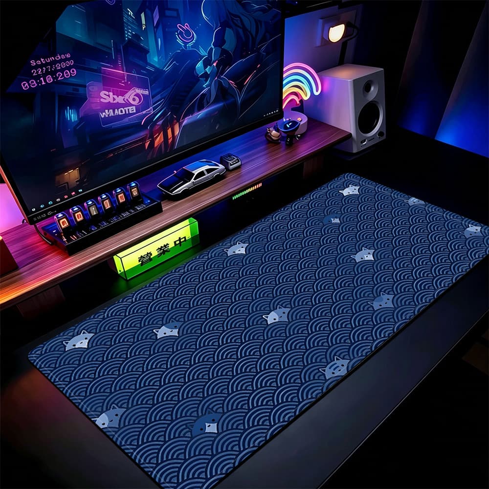 Grande Jogo Mouse Pad Antiderrapante 80X30 CM Impressões Personalizadas Mousepad Costurado Borda Ondulação Gato KK