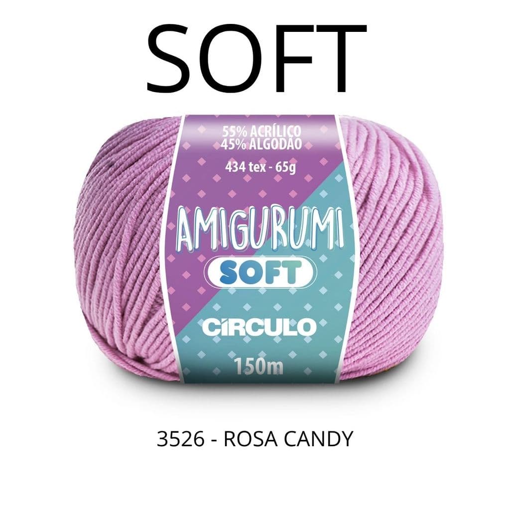 Fio Soft Linha Amigurumi 65g – Cor Rosa Candy 3526