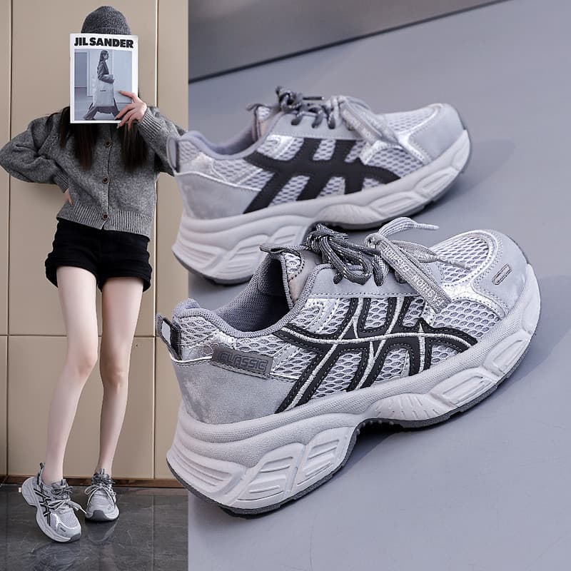 Super quente papai sapatos femininos aumentados de sola grossa 2026 primavera moda esportes casuais sapatos femininos 26