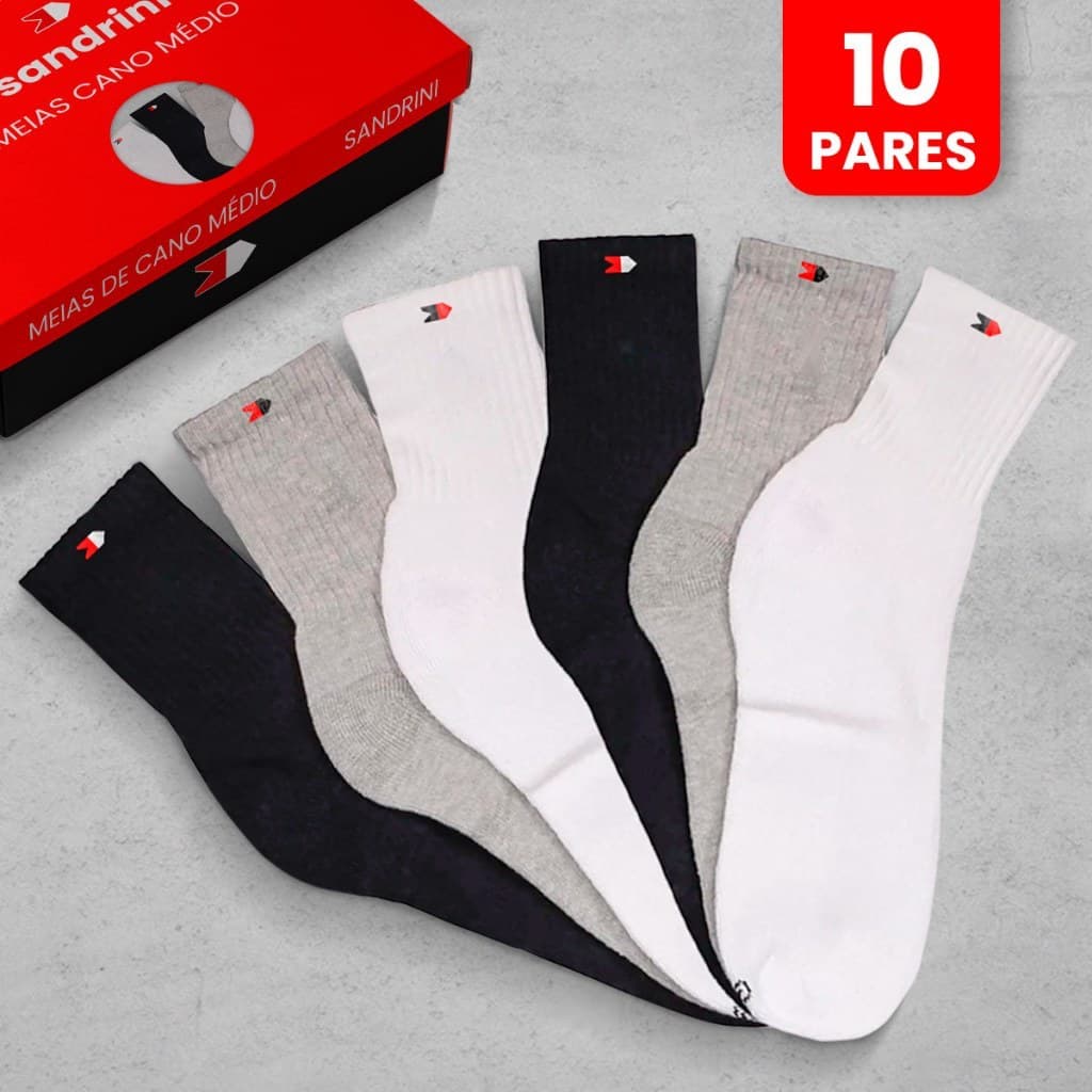Kit Meias Masculina Algodão Macio Cano Médio Sandrini Promoção