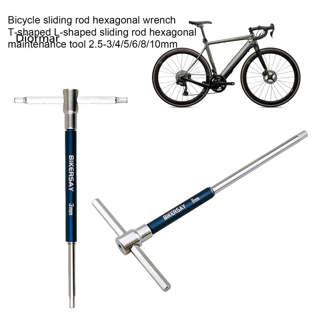 Bike Hex Wrench T-handle Key 10mm 3-way T/l-type Sliding Top Spinning Sleeve Bicycle Repair Maintenance Tool for Mountai
