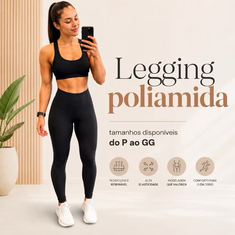 Calça Legging Poliamida Premium Cintura Alta Modeladora Cos duplo Calça Legging para Yoga com Toque Amanteigado