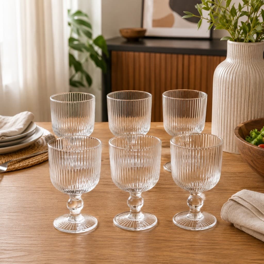Conjunto 6 Taças Vidro Elegantes Servir Bebida Drinks Vinho Recipiente Jantar Copo Presente