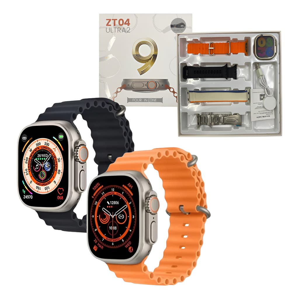 Relógio Inteligente Smartwatch 49mm com 04 Pulseiras ZT04 ULTRA 2 KAPBOM