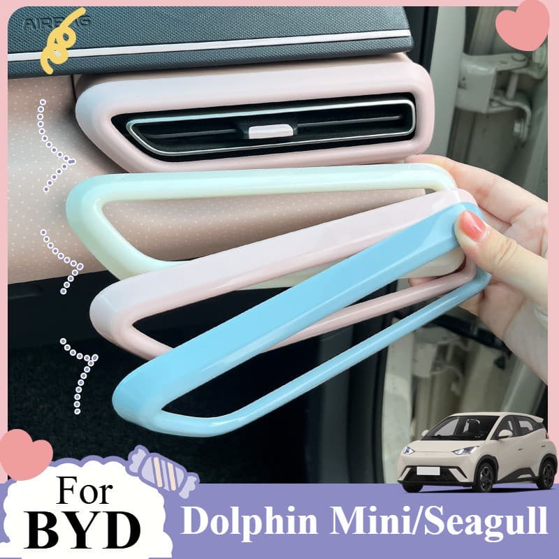 2 Peças de Moldura Brilhante em ABS para Saída de Ar do BYD Dolphin Mini Seagull com Adesivo 3M, Estilo OEM para Carro