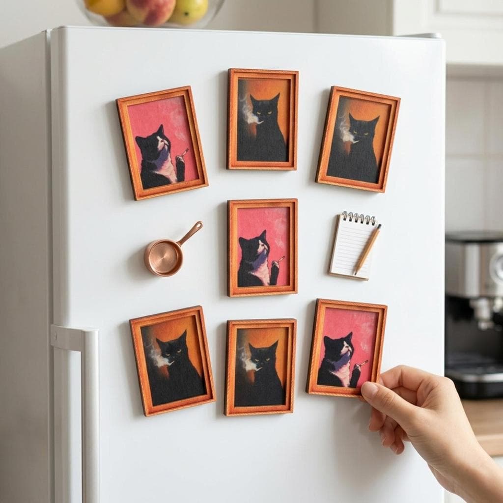 6/1PC Gato Bonito Geladeira Ímã Quadro Design Branco Ímãs Para Escritório Em Casa Arte Impressão Adesivo Magnético