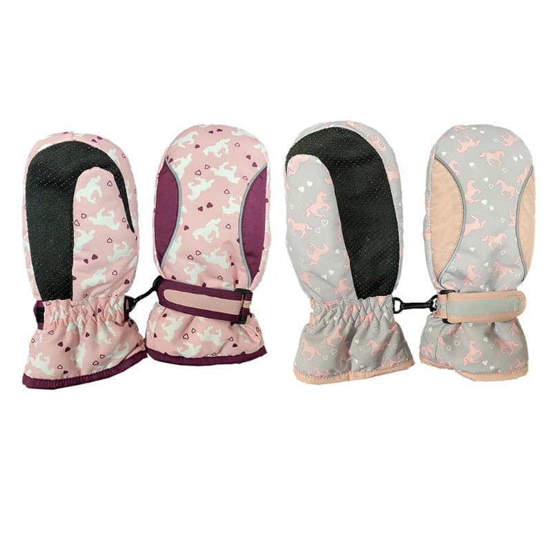 Oi Kid Meninas Meninos Mittens Luvas De Esqui Infantis Grossas E Quentes Para Pônei Estampado À Prova D'água G