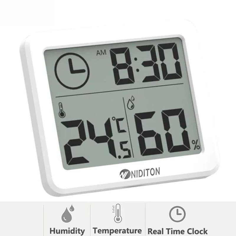 Relógio Digital de Mesa com Temperatura e Umidade, Relógios de Parede para Decoração de Casa, Cozinha e Escritório