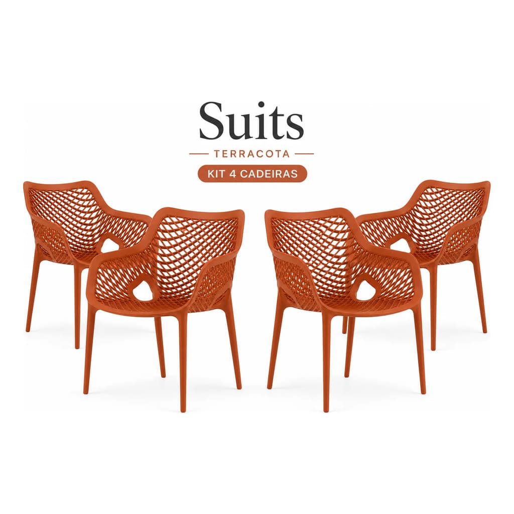 Cadeira Suits Kit4 Com Braço Design Cor Terracota