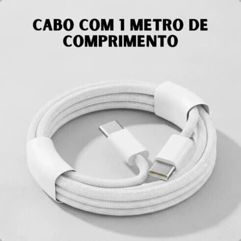 Cabo Carregador Celular Nylon Type-C p/ Type-C Rápido Resistente Iphone