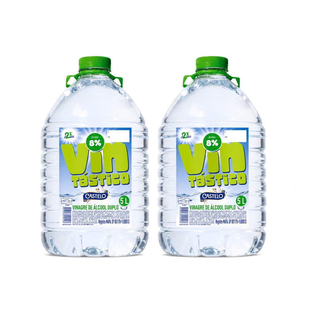 Kit 2 Vinagre de Álcool Vintástico 8% Castelo Bombona PET 5L