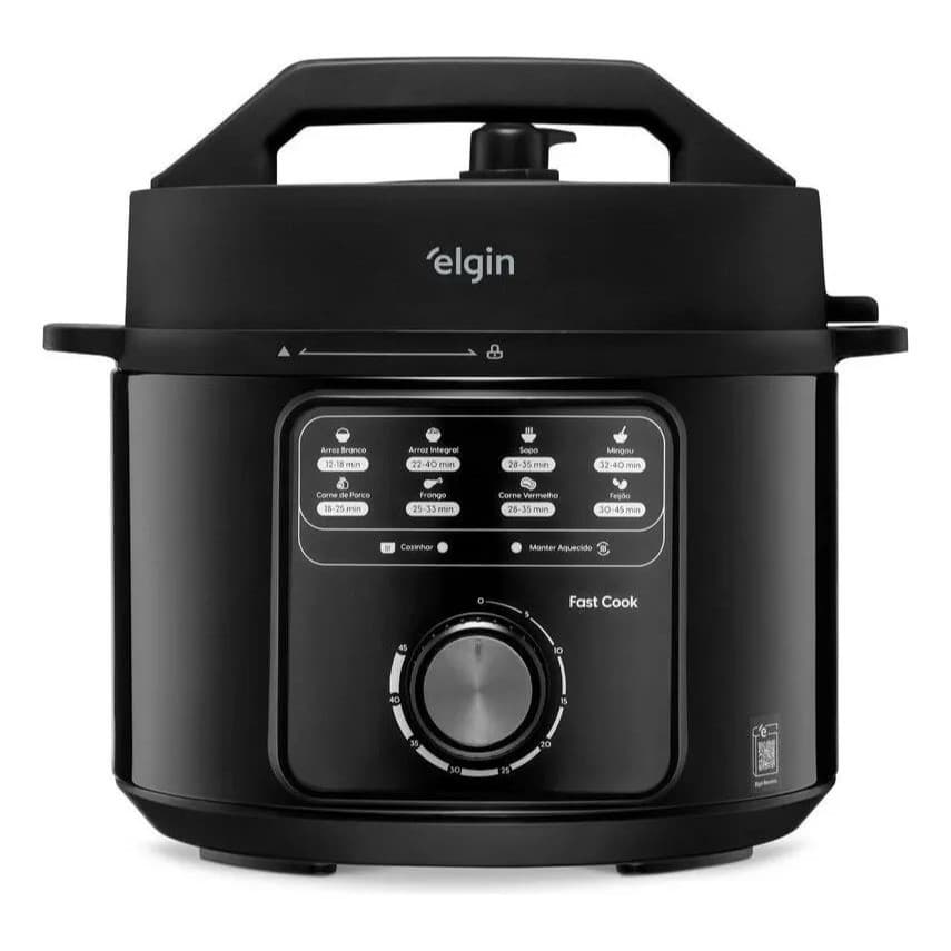 Panela De Pressão Elétrica 4L 900w Fast Cook Elgin Preta