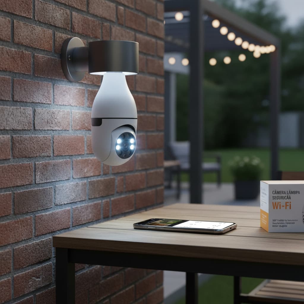 Câmera Lâmpada Segurança Wi-Fi 360º FullHD Visão Noturna Colorida Monitoramento Bivolt Original