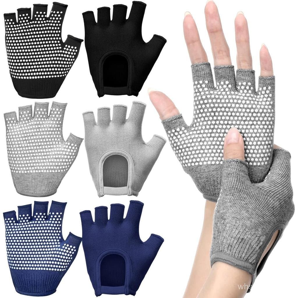 Luvas de Yoga de Silicone para Mulheres, Antiderrapantes, Sem Dedos, Luvas de Pilates para Exercícios na Academia, Trein