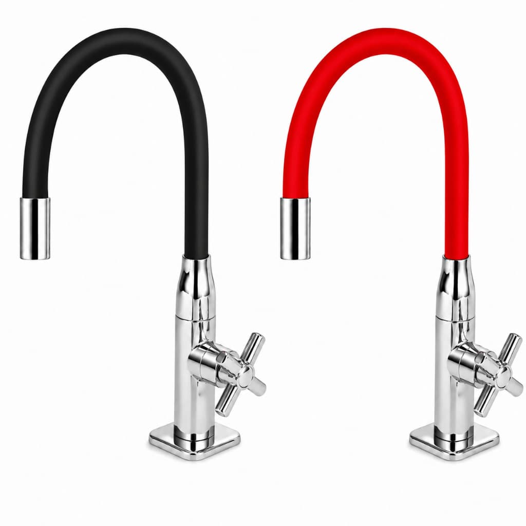 Torneira Gourmet Cozinha Mesa Flexível Vermelha e Preta ABS Quadrada Bica Móvel 360° Premium