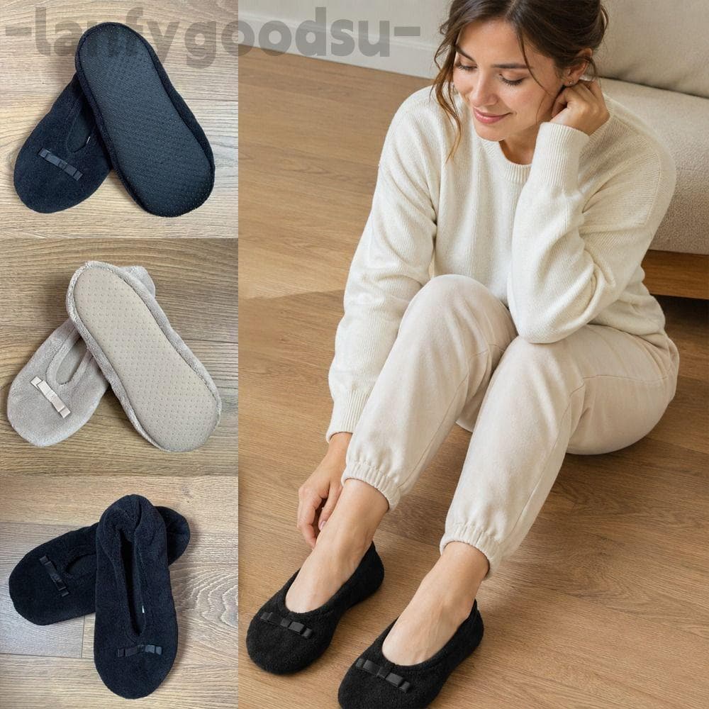 LANFYGOODS Sapatos De Chão Interno , Chinelos De Pelúcia Macios Fechados Para Mulheres , Sola De Borracha Antiderrapante