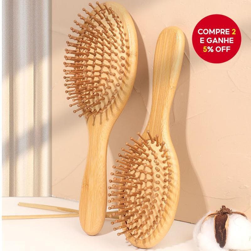 Escova de Massagem Capilar com Almofada de Ar - Escova de Bambu para Massagem do Couro Cabeludo e dos Meridianos EQ1Y FM