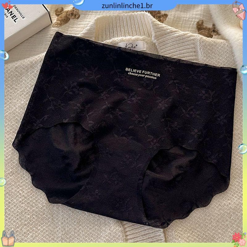 Tamanho grande sem costura calcinha de renda sedosa feminina verão Jacquard braço estendido antibacteriano virilha respi