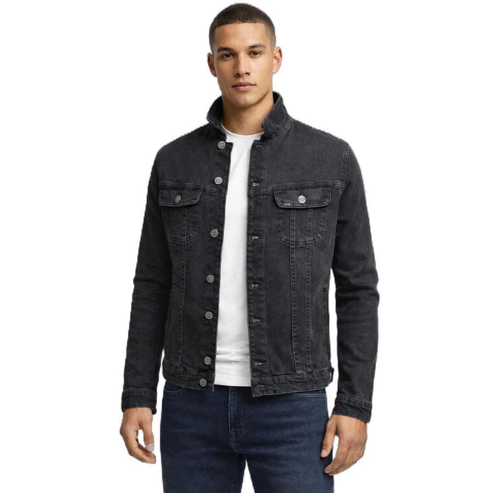 Jaqueta Masculina Lee Jeans Preta Denim Black Stone Casaco Jaqueta Jeans Algodão Casual Urbano