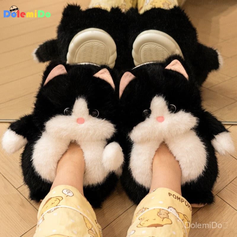 Pantufas de Algodão de Gato Fofo, Pantufas de Casal de Pelúcia para Dormitório de Estudante, Mulheres, Outono Inverno, I