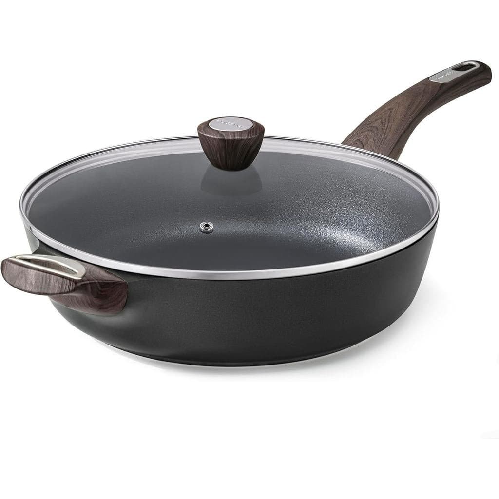 Panela Antiaderente SENSARTE com Tampa, Panela Grande de 12 Polegadas para Fritura Profunda, Panela Antiaderente de 5 Li