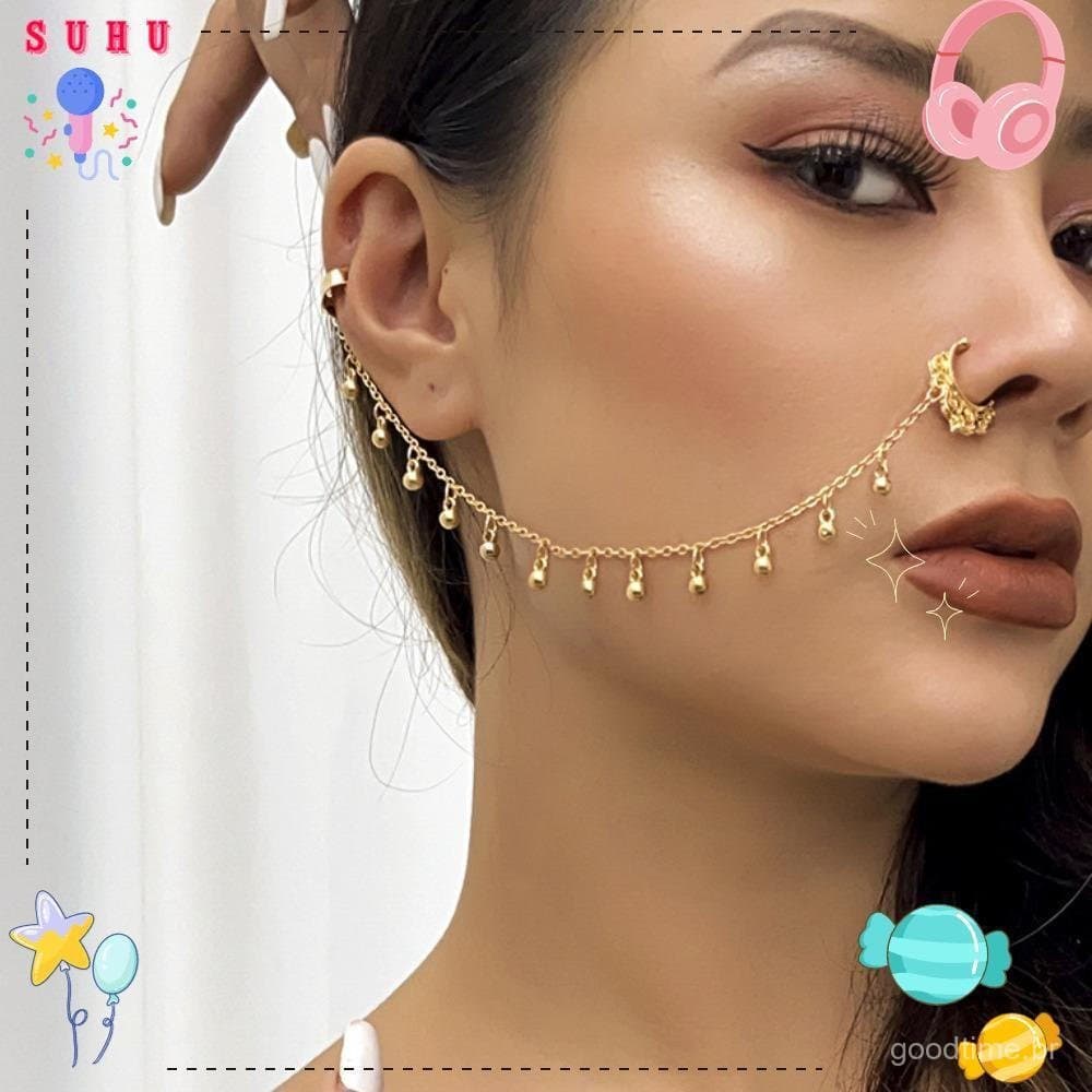 Joias perfuradas, corrente de borla de borboleta de imitação elegante, brincos femininos personalizados.