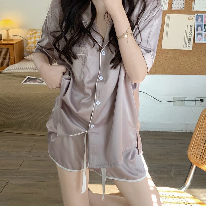 2026 primavera verão novo estilo simulação pijamas de seda feminino bonito doce Homewear feminino