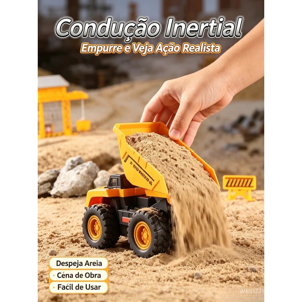Conjunto de veículos de engenharia inercial com luz e som, brinquedos de máquinas de construção de liquidificador de con