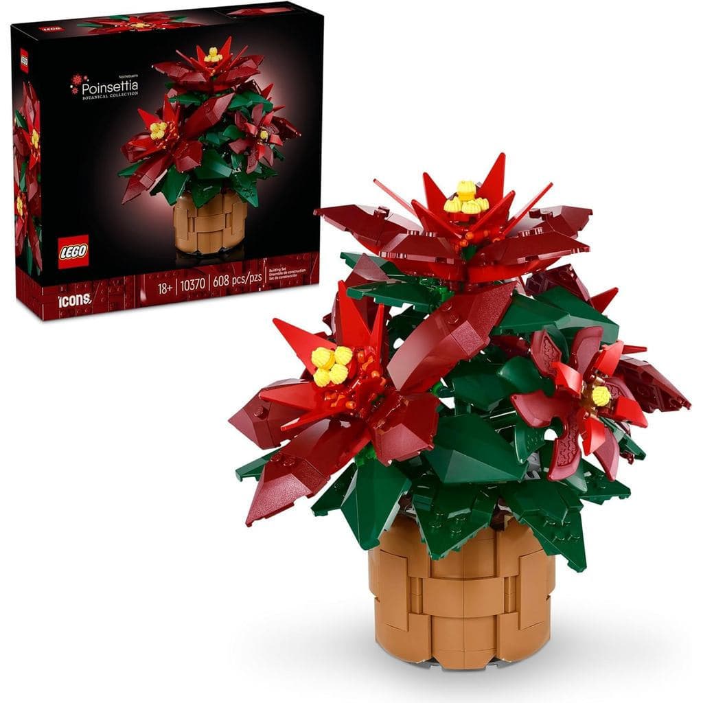 LEGO Icons Conjuntos de Construção de Poinsétias para Adultos - Flores Artificiais para Decoração - Flores Festivas para