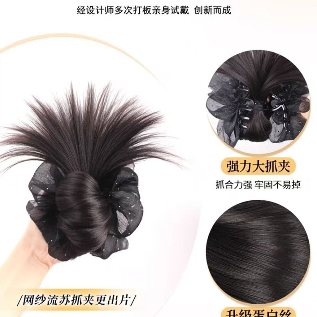Cabeça de pena de frango peruca feminina Grab Clip bola cabeça novo estilo baixo-placa cabelo flor Bud forma fofo volta