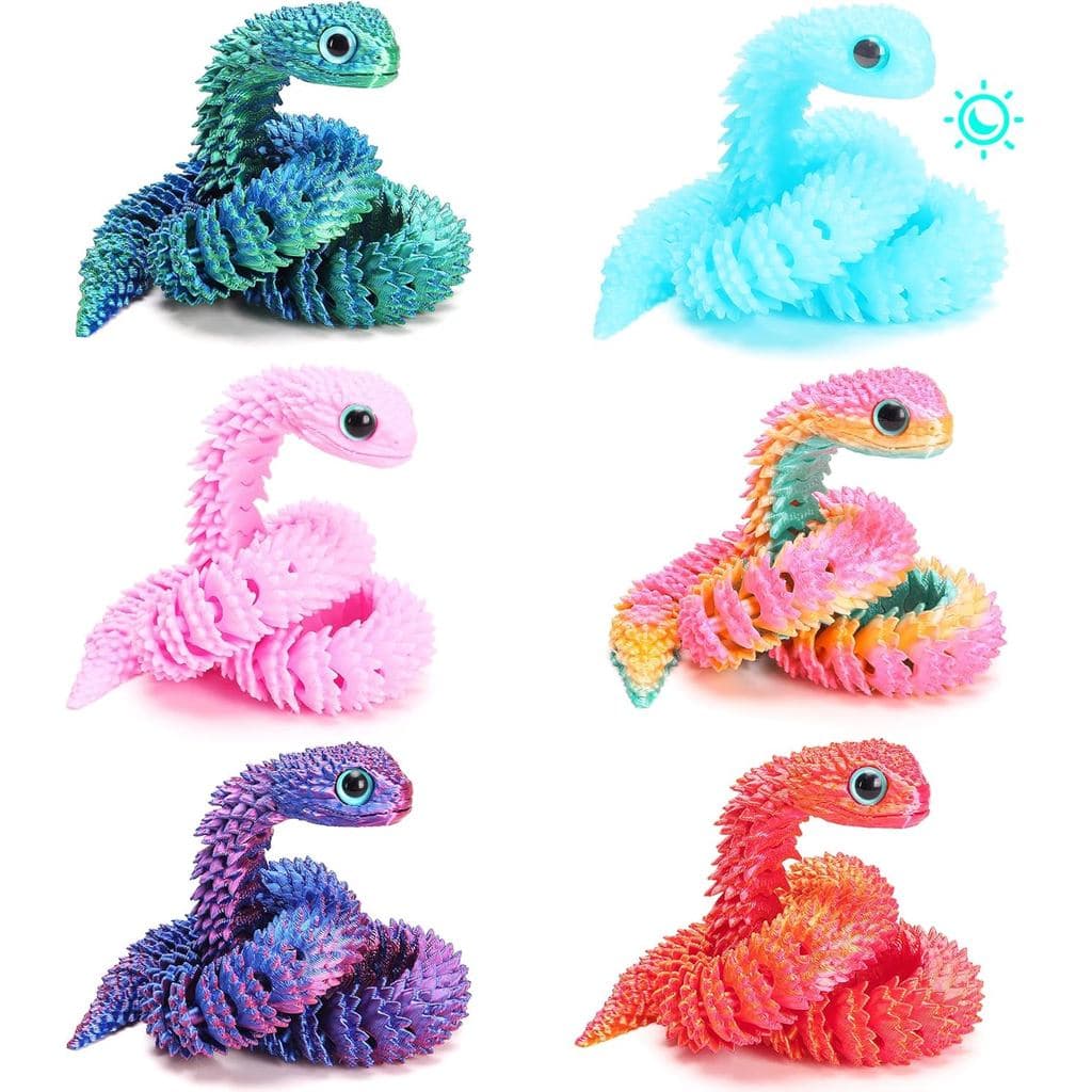 6 Peças de Brinquedos de Cobra Impressos em 3D, Brinquedos Sensoriais de Animais Impressos em 3D para Crianças, Adolesce